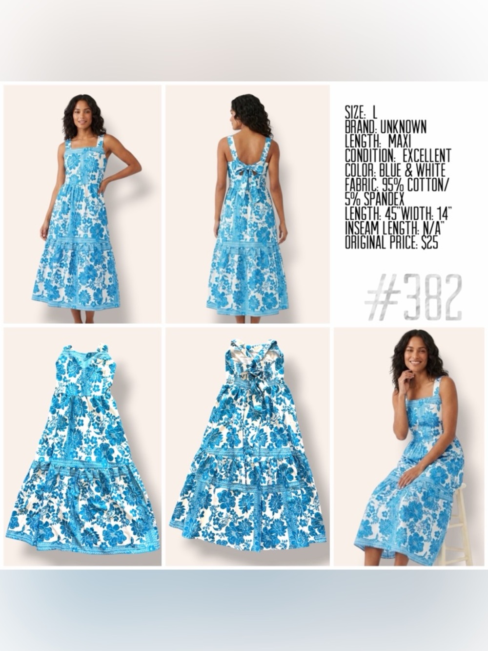 Unk Blue & White Floral Square-Neck Maxi Dress - Picture 6 of 6